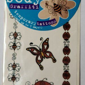 NailRage Body Graffiti Temporary Tattoos, #55393 Butterfly, Ladybug & Bee Design